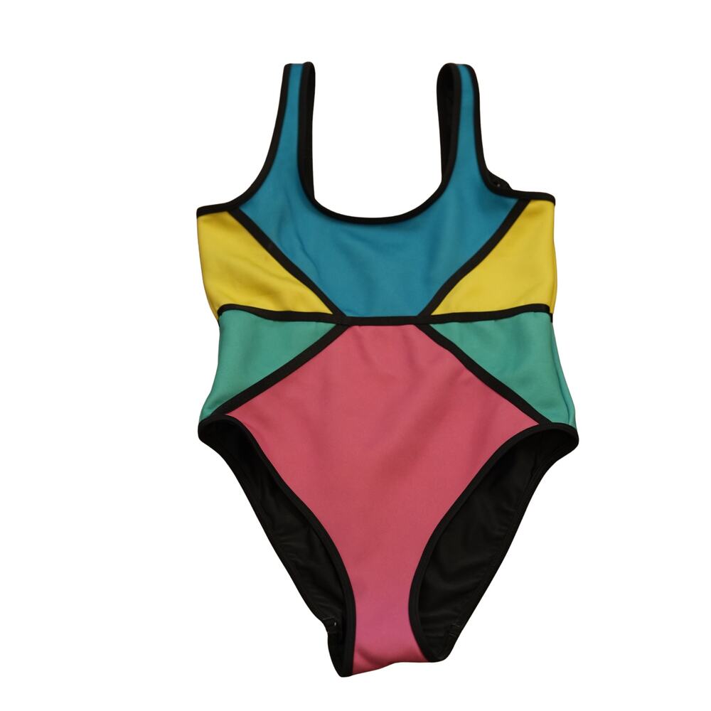 CHUBBIES Retro Neoprene Colorblock One-Piece Swimsuit size small